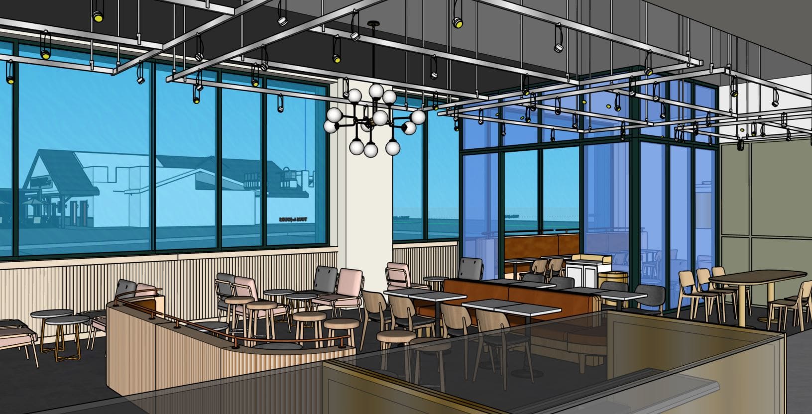 A rendering of the interior of Tous Les Jours Bakery